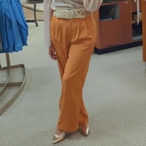 Orange Wide Leg High-Waisted Pants